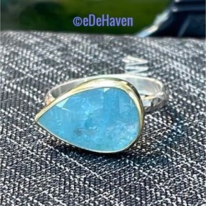 Sterling and 18k Aquamarine Ring